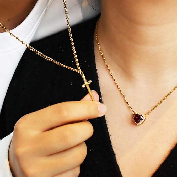 Sword & Heart Couple Necklace