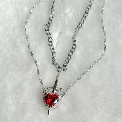 Sword & Heart Couple Necklace
