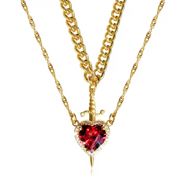 Sword & Heart Couple Necklace